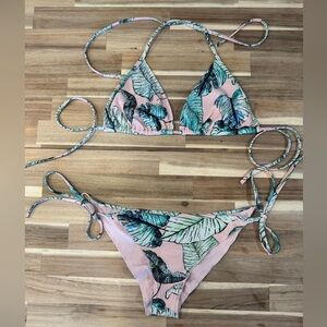 Tropical Leaf Print Bikini